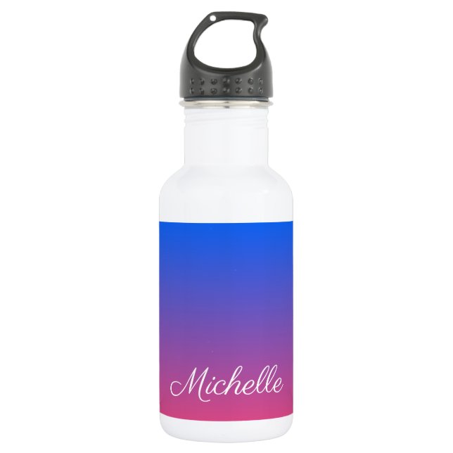 Bouteille D'eau dégradé bleu et rose foncé personnalisé (Devant)
