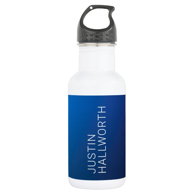 Bouteille D'eau Dégradé bleu foncé moderne et texte modifiable min (Devant)