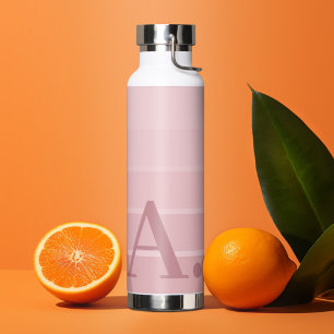 Bouteille D'eau Dégradé des bandes rétro roses - Énorme monogramme