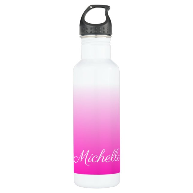 Bouteille D'eau dégradé personnalisé à deux tons foncé rose chaud (Devant)