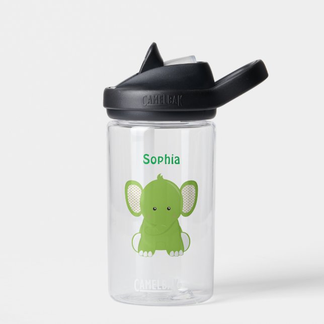 Bouteille d'eau d'éléphant vert personnalisée (Gauche)