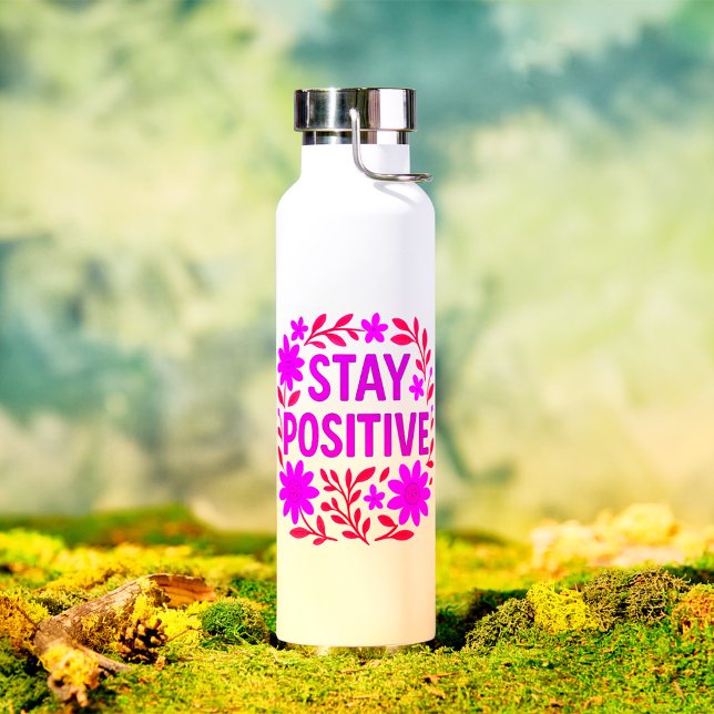 Bouteille D'eau Demeurez un devis de motivation florale positif (Créateur téléchargé)