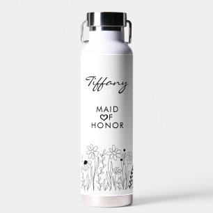 Bouteille D'eau Demoiselle d'honneur mignonne aux fleurs sauvages 