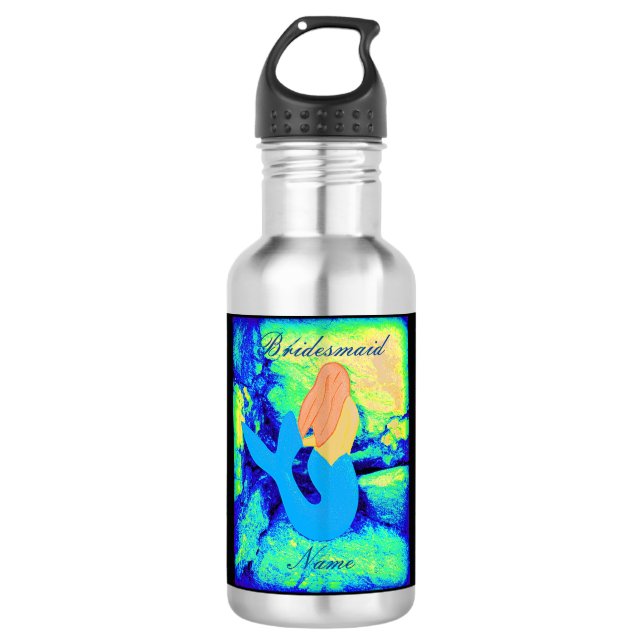 Bouteille D'eau demoiselle d'honneur personnalisée rousse sirène (Devant)