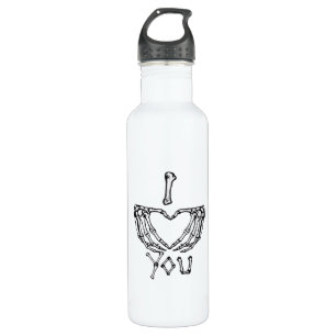 Bouteille D'eau Des Mains De Squelette Qui Font Un Coeur