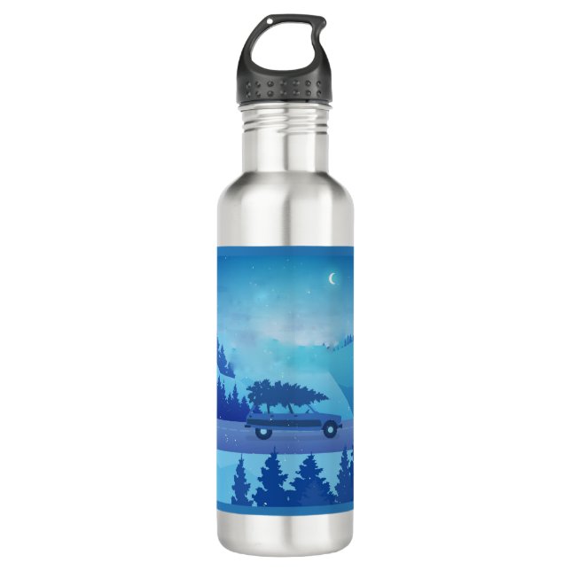 Bouteille D'eau Descendre la route avec un arbre de Noël (Devant)