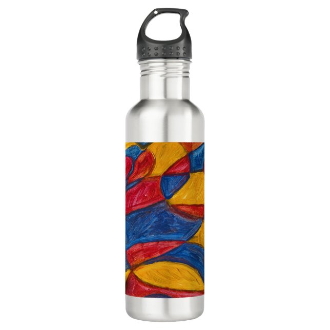BOUTEILLE D'EAU DESIGN ART PAR PAULA REILLY. (Devant)