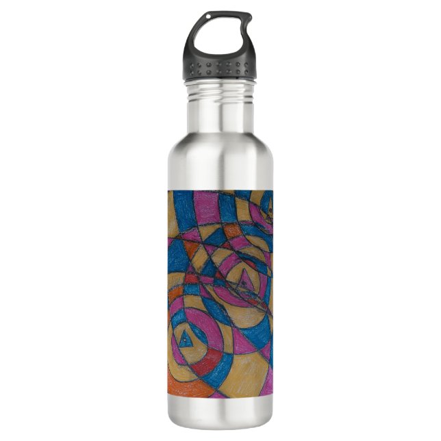 BOUTEILLE D'EAU DESIGN ART PAR PAULA REILLY. (Devant)