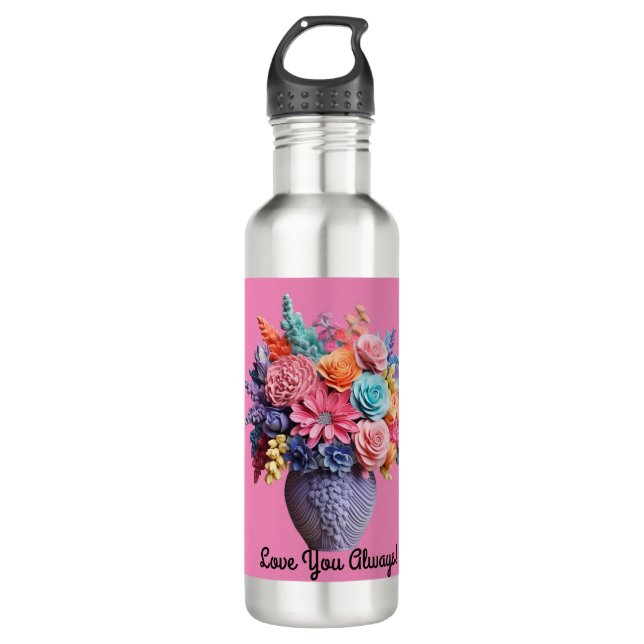 Bouteille d'eau design floral personnalisée (Devant)