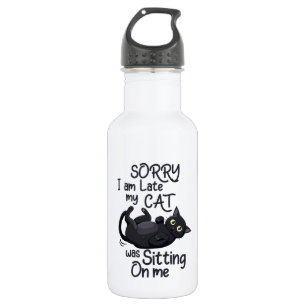Bouteille D'eau Désolé, je suis en retard - Règles pour chats !