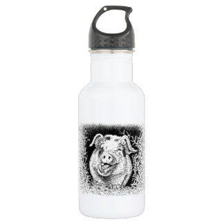 Bouteille D'eau dessin animal de porc heureux