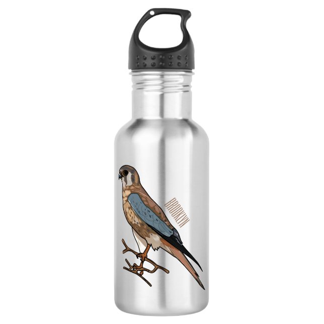 Bouteille D'eau dessin animé d'oiseau-kestrel américain (Devant)