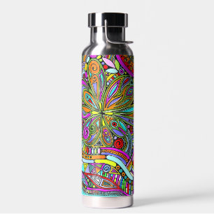 Bouteille D'eau Dessin d'art fantastique - Fleurs abstraites 1