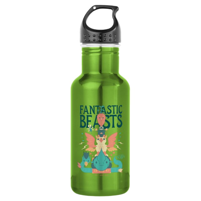 Bouteille D'eau Dessin Des Bêtes Fantastiques Émergent De Suitcase (Devant)