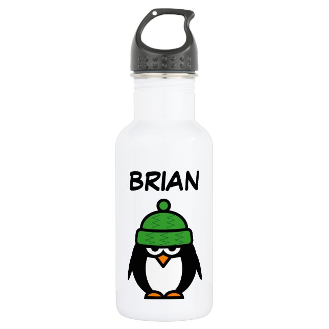 Bouteille D'eau Dessin personnalisé de pingouin mignon (Devant)