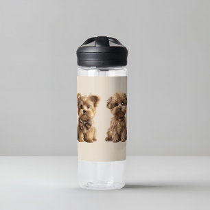 Bouteille D'eau 🐶 deux chiens mignons avec un Arrière - plan étoi