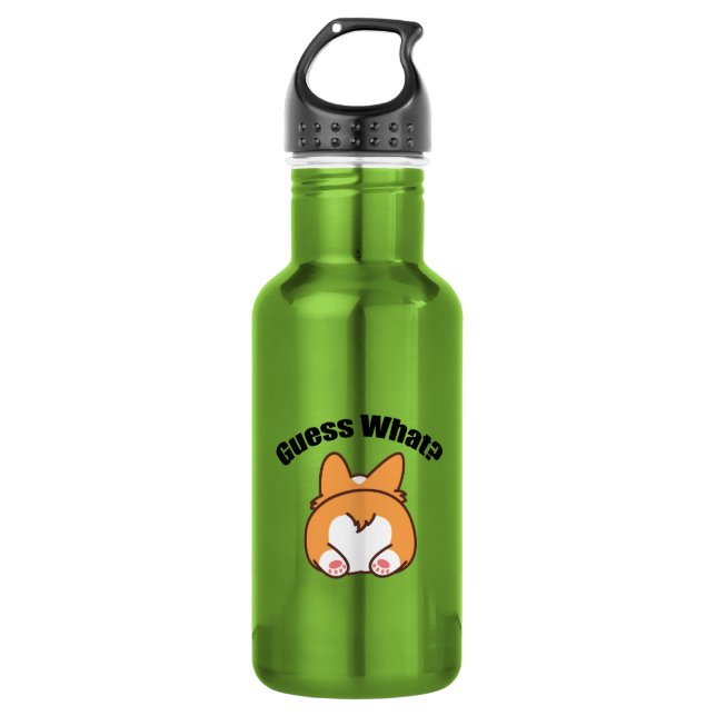 Bouteille D'eau Devinez Quel Humour de Fessier de Corgi (Devant)