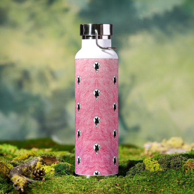 Bouteille d'eau d'Halloween rose par la poète Adie (Extérieur)