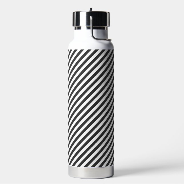 Bouteille D'eau Diagonal black and white stripes  pattern (Gym)