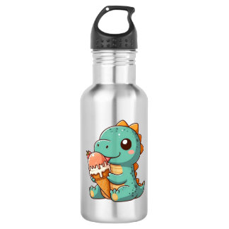 Bouteille D'eau Dino mignon qui mange de la glace