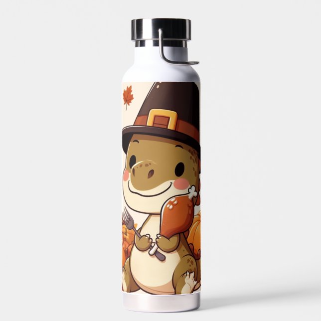 Bouteille D'eau Dinosaur de Thanksgiving mignon (Gauche)