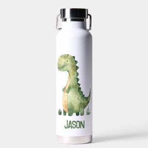 Bouteille D'eau Dinosaure Aquarelle Cute Avec Nom Enfant