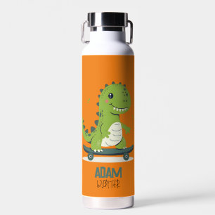 Bouteille D'eau Dinosaure De Skateboard Amusant Avec Nom Enfants