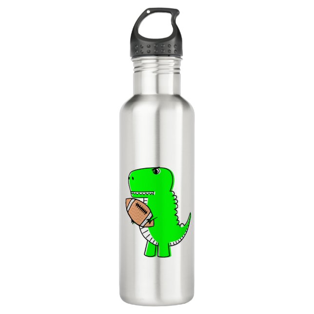Bouteille D'eau Dinosaure Vert Aime Le Football (Devant)