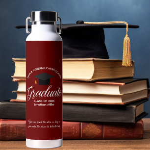 Bouteille D'eau Diplôme Maroon personnalisé 2025 Cadeau Graduate