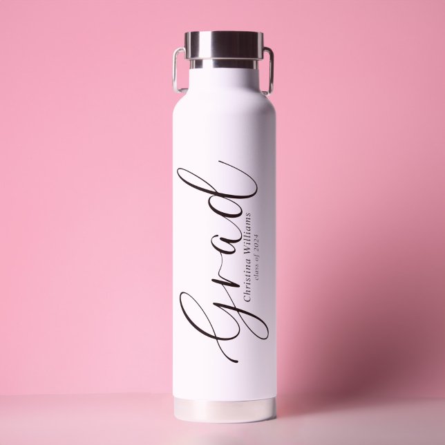 Bouteille D'eau Diplômé Moderne Élégant Script Graduation (Graduate Modern Elegant Script Graduation Water Bottle)