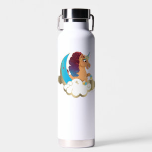 Bouteille D'eau Divine la licorne   Lune et nuages