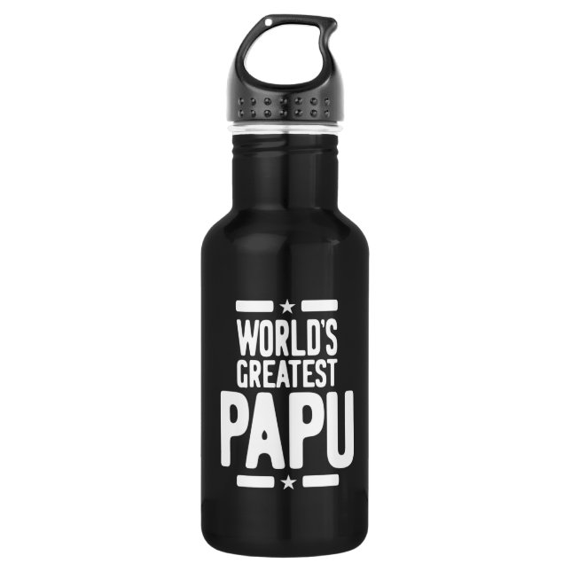 Bouteille D'eau Don du plus grand Père Papu du monde (Devant)