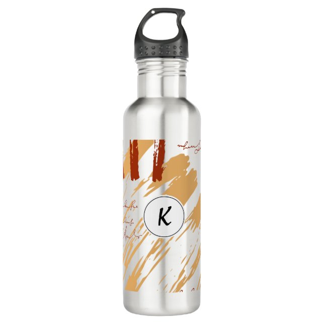Bouteille D'eau Doodle Abstrait Monogram Terracotta (Devant)