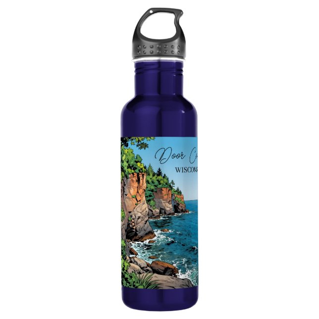 Bouteille D'eau Door County, Wisconsin Illustration Lake Michigan (Devant)