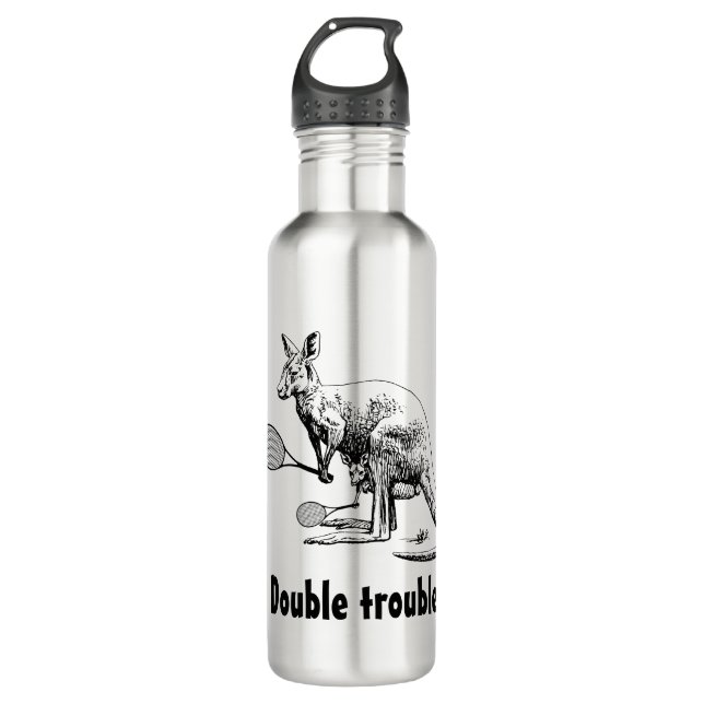 Bouteille D'eau Double problème Kangaroo Tennis Player (Devant)