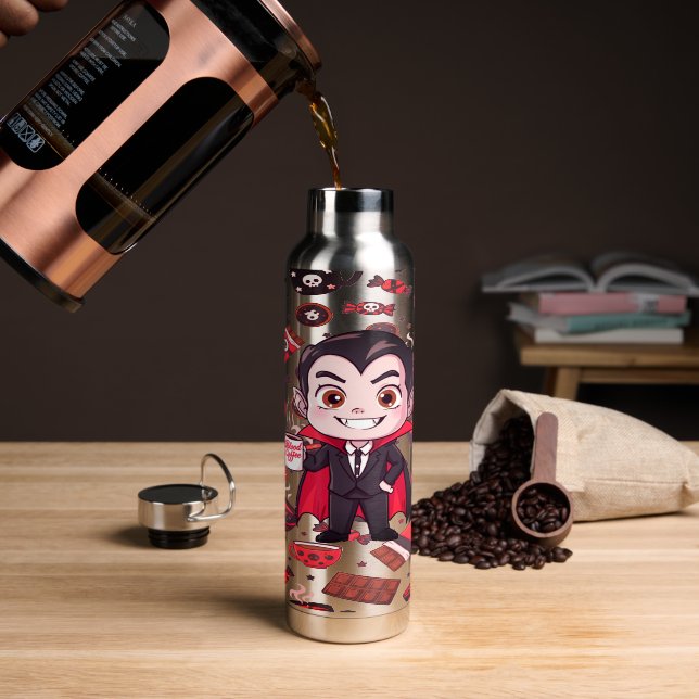 Bouteille D'eau Dracula Cute Éffrayant (Café (pivoté))