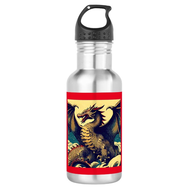Bouteille D'eau Dragon européen Imaginaire - Bois coupé 1 (Devant)