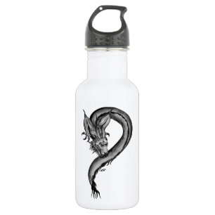 Bouteille D'eau Dragon noir et blanc