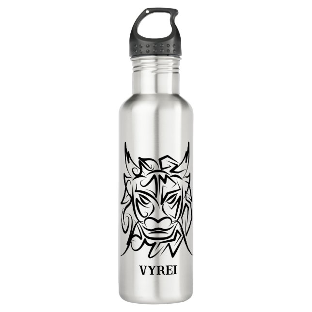 Bouteille D'eau Dragon tribal noir et blanc (Devant)
