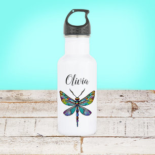 Bouteille D'eau Dragonfly en verre coloré ailes