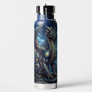 Bouteille D'eau Dragons célestes éclairés par la lune et château
