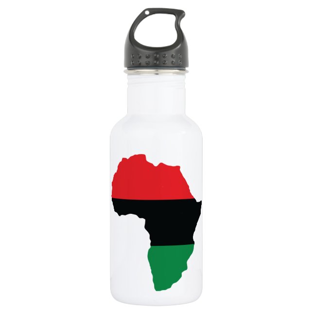 Bouteille D'eau Drapeau Afrique rouge, noire et verte (Devant)