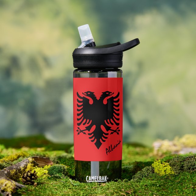Bouteille D'eau Drapeau albanais patriotique (Extérieur)