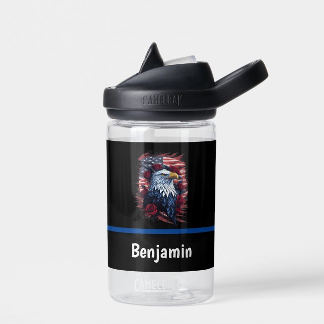 Bouteille D'eau Drapeau américain Aigle Rose Rouge Blanc Bleu (Gauche)
