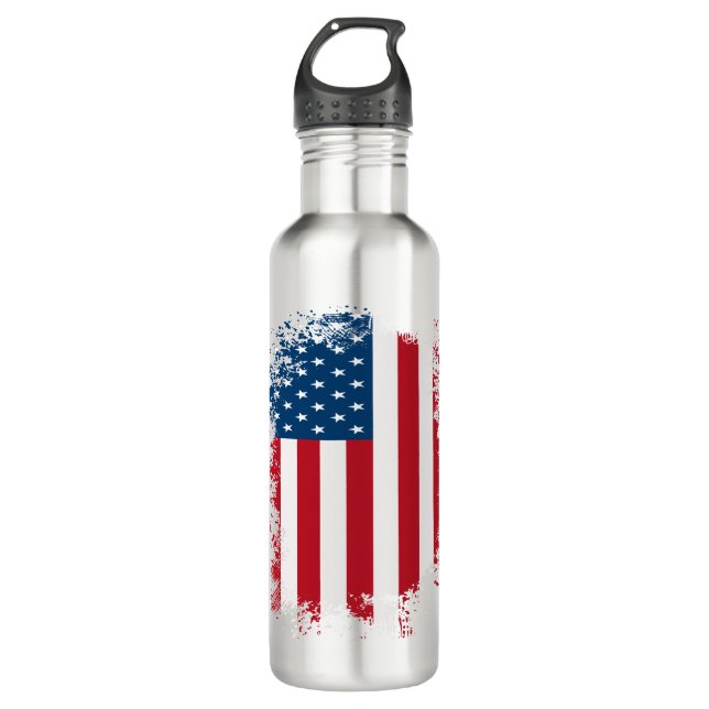 Bouteille D'eau Drapeau américain en détresse - États-Unis (Devant)