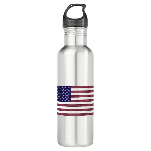 Bouteille D'eau Drapeau américain fabriqué avec des pierres précie (Devant)