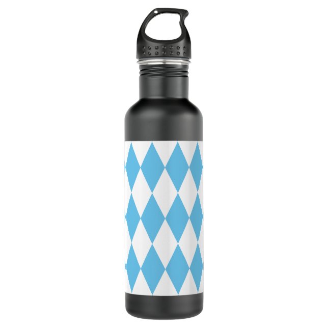Bouteille D'eau Drapeau bleu et blanc Bavière Rhombus Motif (Devant)
