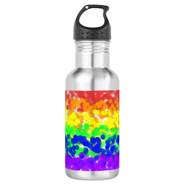 Bouteille D'eau Drapeau Bokeh de la Fierté Gay (Devant)