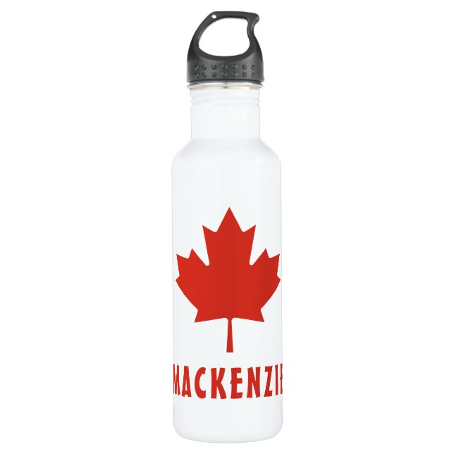 Bouteille D'eau Drapeau canadien Feuille d'érable rouge Canada Nom (Devant)