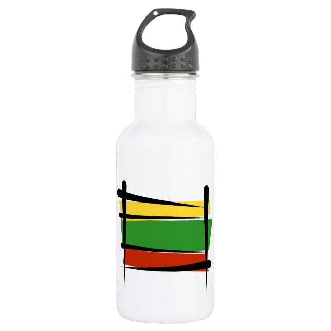 Bouteille D'eau Drapeau de brosse de la Lithuanie (Devant)